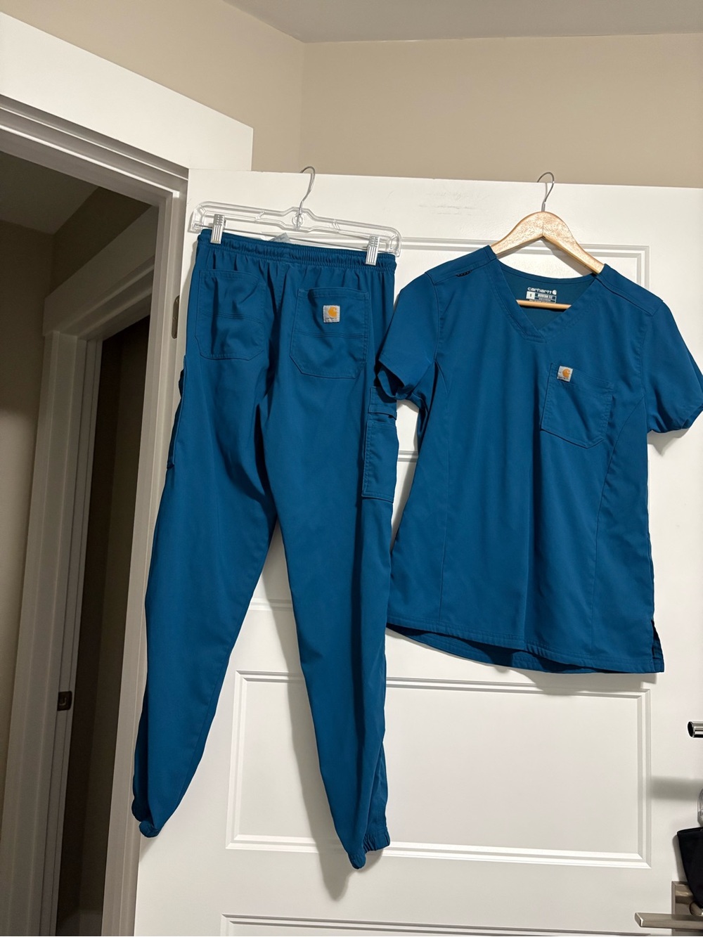 Carhartt Teal Blue Scrub Set - Top & Jogger Pants Sz Small